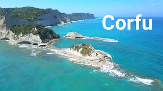 Corfu drone Sidari Porto Timoni Cape Drastis Kassiopi Paleokastritsa Antinioti Angelokastro [upl. by Yhtimit673]