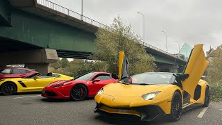 Convoi jusqu’à Auteuil en aventador SV capristo  812 compétition 458 social huracan sto … [upl. by Zinnes563]