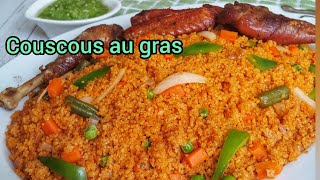 Couscous au Gras  Jollof couscous [upl. by Nalyorf355]