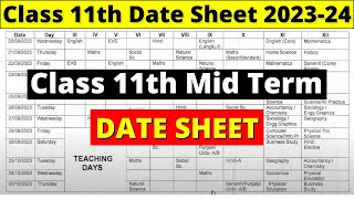 class 11 mid term date sheet 202324  cbse mid term date sheet 2023  cbse date sheet 202324 [upl. by Lerad715]