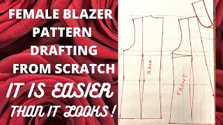 FEMALE BLAZER NOTCHED COLLAR JACKET PATTERN DRAFTING YELE STITCHES TUTORIAL [upl. by Ahsennod]