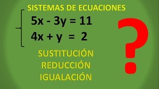 SISTEMAS DE ECUACIONES  LOS 3 MÉTODOS EXPLICADOS [upl. by Mcgray]