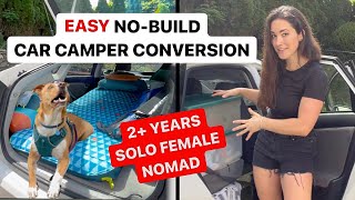 Easy NO Build Car Camper Conversion  all the ESSENTIALS you need From a 3 yrs full timer [upl. by Pazia]