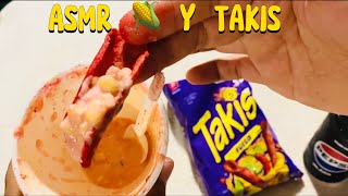 ASMR COMIENDO ELOTES ESQUITES Y TAKIS FUEGO 🔥 🥵 [upl. by Ruelu395]