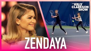 Zendaya Reacts To Hilarious Challengers Training Video With Tennis Stunt Double [upl. by Neukam]