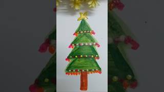 How to draw a Christmas tree directly with colours shorts [upl. by Gnouc425]