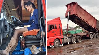 Female Truck Driver Taotao in Action Operating a HeavyDuty Dump Truck [upl. by Gilburt498]