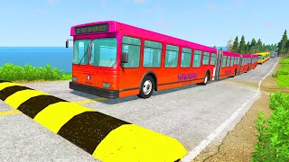 LONG BUS CITY BUS SCHOOL BUS Vs MASSIVE SPEED BUMPS  BeamNGDrive [upl. by Lynnea516]