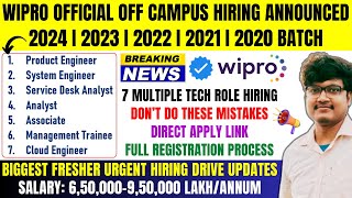 Wipro Official Hiring Announced  Multiple Tech Role Hiring  OFF Campus Drive For 2024  2023 Batch [upl. by Olzsal]