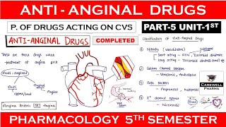 Antianginal drugs complete  Part5 Unit1  Pharmacology 5th Semester [upl. by Appilihp226]