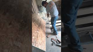 Repair subfloor cut old rotted wood and install new plywood subfloor [upl. by Aelgna106]