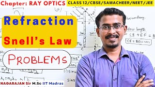 10 Problems Law of refraction  Snells law  Ray Optics class 12 JEE NEET [upl. by Waal]