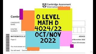 O Level Math D Paper 2 402421 OctNov 2022 [upl. by Veronique]