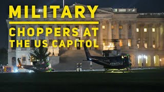 Military and police helicopters land at the US Capitol this evening [upl. by Waylon]