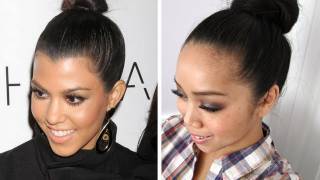 2 Minute Top Knot Hair Tutorial inspired by Kourtney Kardashian [upl. by Ecilahc]