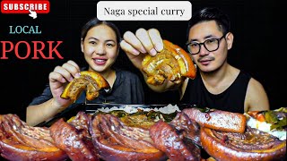 Eating Pork Mukbang  Northeast India Pork curry mukbang [upl. by Symon]