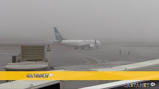 Airport impacted by fog [upl. by Ayimat31]