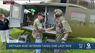 Vietnman War veteran takes one last ride on Huey helicopter [upl. by Ailla]