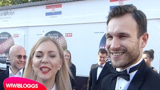 Eurovision 2015 red carpet Monika amp Vaidas Lithuania interview  wiwibloggs [upl. by Lesoj]