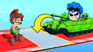 ¡BICICLETA vs TANQUE en la CARRERA TROLL Muy gracioso 😂 GTA 5 CARA a CARA con los COMPAS [upl. by Ahsiyn]