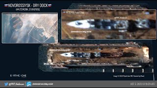 Satellite Imagery of the Black Sea Fleet New Ship in Dry Dock Dispersal of KalibrArmed Ships [upl. by Nannoc]