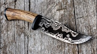 Forging a Damascus Frontier camp knife with an Elk antler handle [upl. by Yevreh]