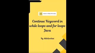 Java  continue keyword in while loop amp for loop [upl. by Parks]