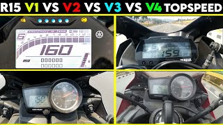 Yamaha R15 V1 vs R15 V2 vs R15 V3 vs R15 V4  TOPSPEED [upl. by Giwdul]