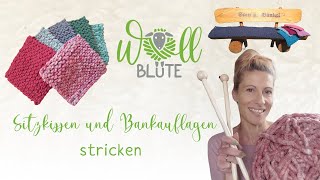 Sitzkissen oder Bankauflage stricken  Strickanleitung  Kissen stricken  Geschenke stricken [upl. by Reaht]