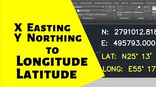 Convert AutoCAD Coordinates to Latitude and Longitude  N E to Lat Long  XY to Lat Long  UTM [upl. by Nosnibor]