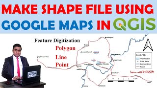 Digitizing feature in QGIS  Extracting data from Google Satellite Image [upl. by Bornie]