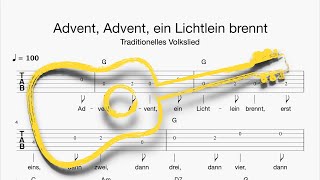 Gitarre Advent Advent ein Lichtlein brennt Tabulatur Melodie Akkorde Text [upl. by Medlin]