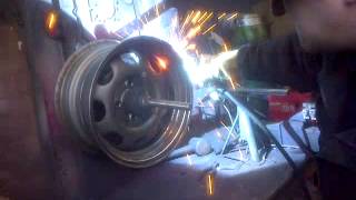 welding banded steeliesbanded wheels 13quot vw rim on my home made manipulator [upl. by Illac653]