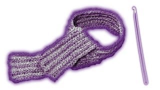 ribbed stitch scarf  Left handed tutorial  how to crochet  like a knitted one [upl. by Madalena]