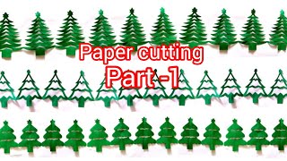 Paper Cutting Design ❄️ How to make paper garland Christmas trees [upl. by Nitsoj]