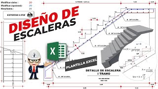 DISEÑO DE ESCALERA DE CONCRETO ARMADO ✅Plantilla Excel [upl. by Hopkins90]