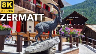 8K  Zermatt Switzerland  Summer Walk Tour  8K UHD Video [upl. by Eladal]