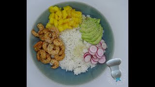 Recette de poke bowl aux crevettes [upl. by Rein]