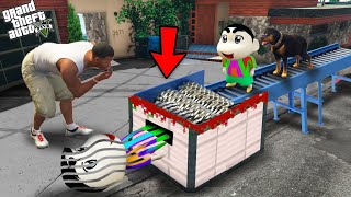 Franklin Shinchan And Pinchan New Job To Cut Everything In Shredder Machine In Gta 5 [upl. by Kcirederf706]