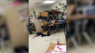 Classroom door barricaded with desks and chairs during Ocala school shooting [upl. by Berfield]