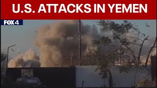 Houthi Airstrikes US British militaries launch retaliatory strike in Yemen [upl. by Nimajeb]