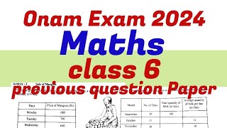 Class 6 maths onam exam model question paper 2024 [upl. by Carola]