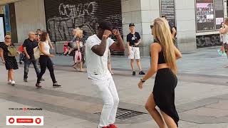 Amazing Cuban salsa street dance Cubana salsa bailar en Madrid [upl. by Sihonn]