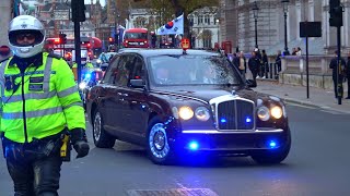 Police SEG escort President Yoons motorcade in and out of Downing Street [upl. by Millwater]