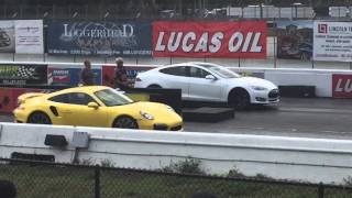 Tesla Model S P85D vs Porsche 911 Turbo [upl. by Arek]