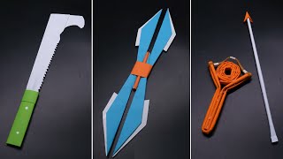 03 Origami Ninja Weapons  Slingshot Arrow  Double knife  Billhook [upl. by Fogel]