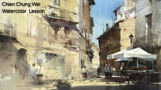 Chien Chung Wei Watercolor Demo in Besalú Spainipad 簡忠威水彩畫示範 [upl. by Dasya]