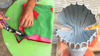 Cement Craft IdeasCreative Cement Shell Or Oyster PotDIY Flower Pot Designs By Fabric And Cement [upl. by Octavus]