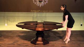 Rustic Round Dining Table for 8 Expandable Jupe Table with Self Storing Leaves [upl. by Enirtak]