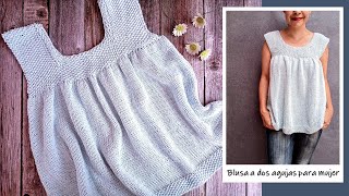 Blusa SÚPER FÁCIL a dos agujas para mujer ¡Paso a paso y súper cómoda [upl. by Natsud]